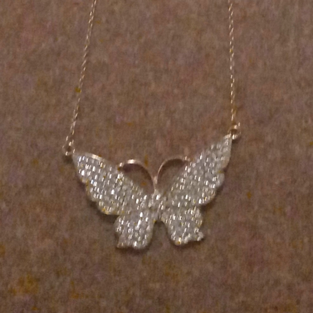 Sparkly gold butterfly necklace
